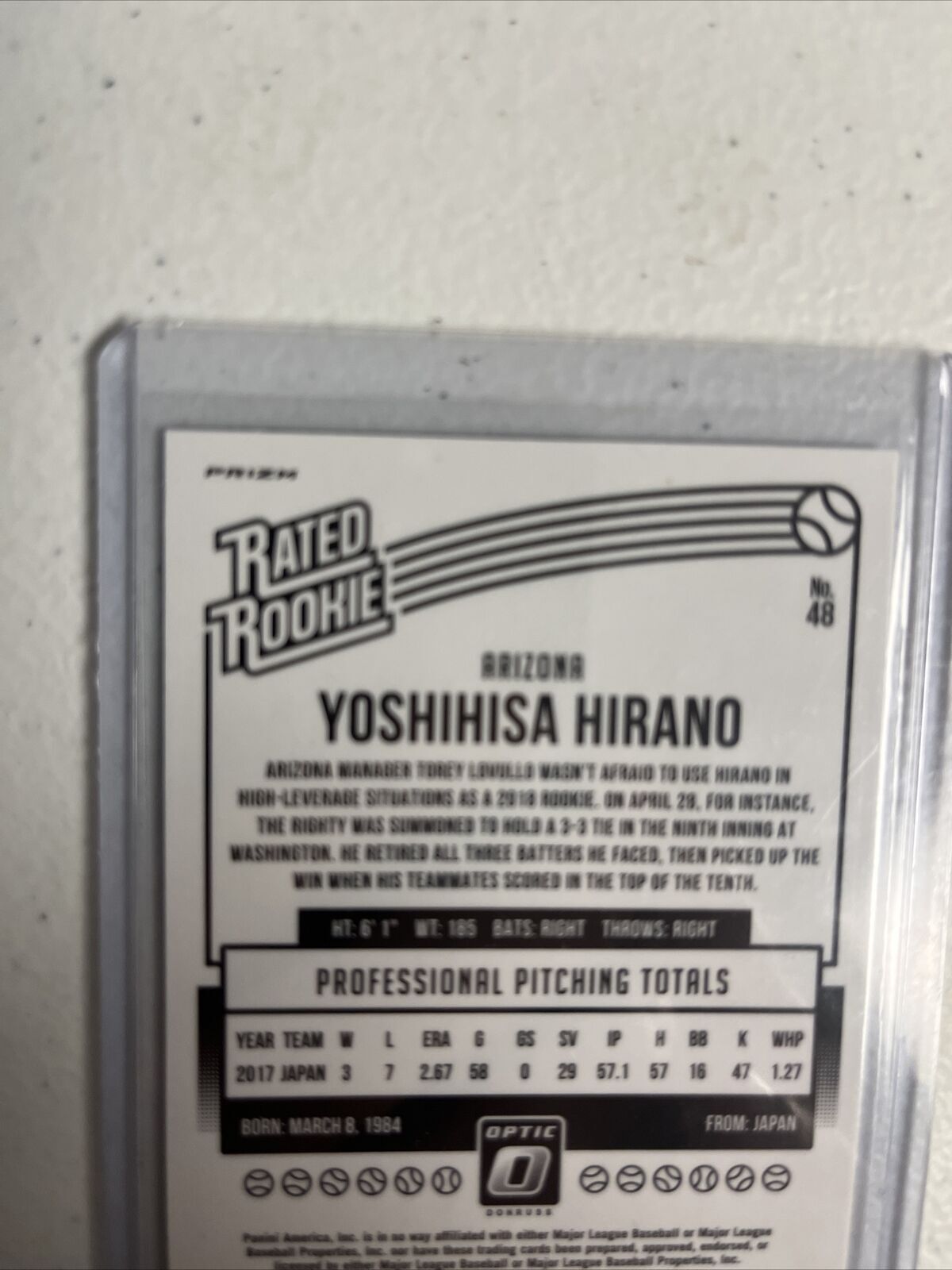 1 SHARP 2018 OPTIC SILVER PRIZM RATED ROOKIE YOSHIHISA HIRANO ARZ CARDINALS 🔥