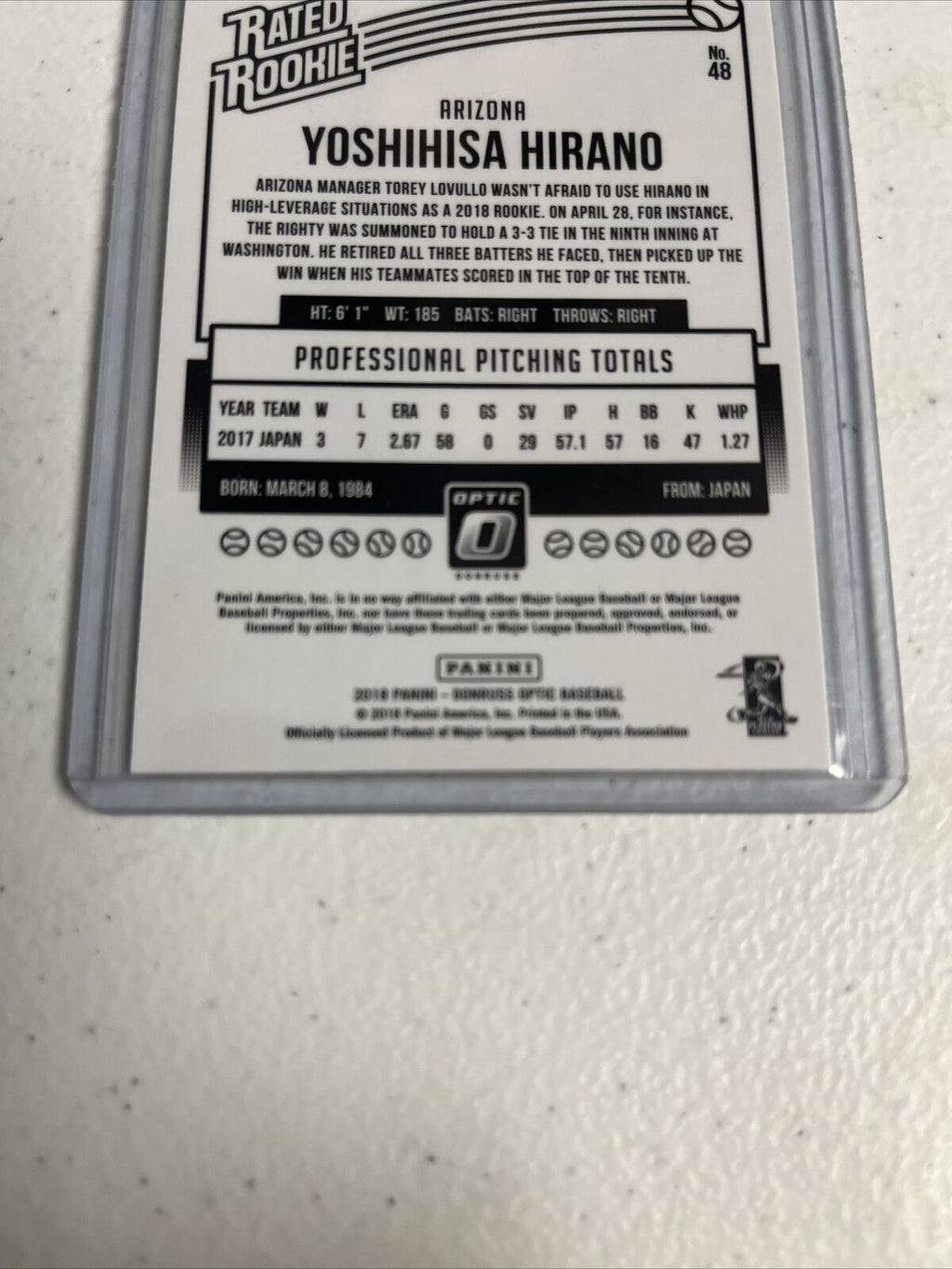 1 SHARP 2018 OPTIC SILVER PRIZM RATED ROOKIE YOSHIHISA HIRANO ARZ CARDINALS 🔥