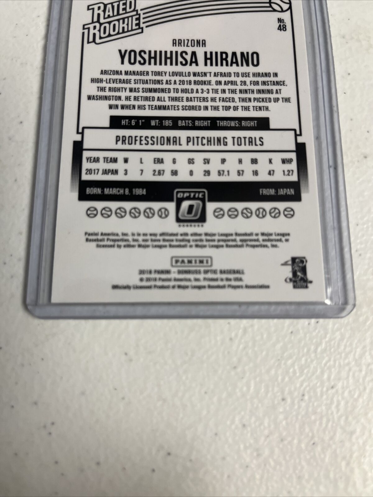1 SHARP 2018 OPTIC SILVER PRIZM RATED ROOKIE YOSHIHISA HIRANO ARZ CARDINALS 🔥