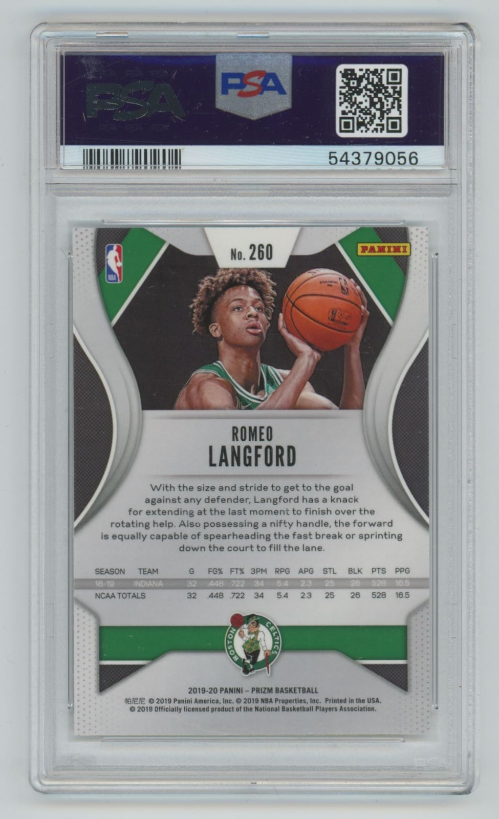 2019-20 Panini Prizm Romeo Langford Rookie PSA 10 #260