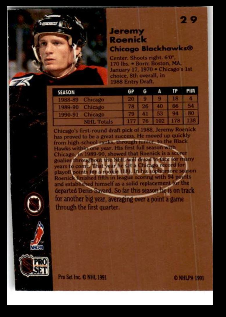 1991-92 Parkhurst Jeremy Roenick Chicago Blackhawks #29