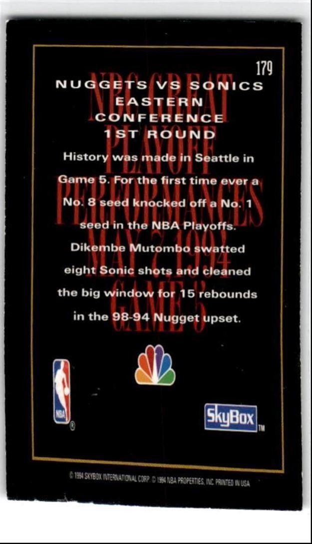 1994-95 SkyBox Dikembe Mutombo Denver Nuggets #179