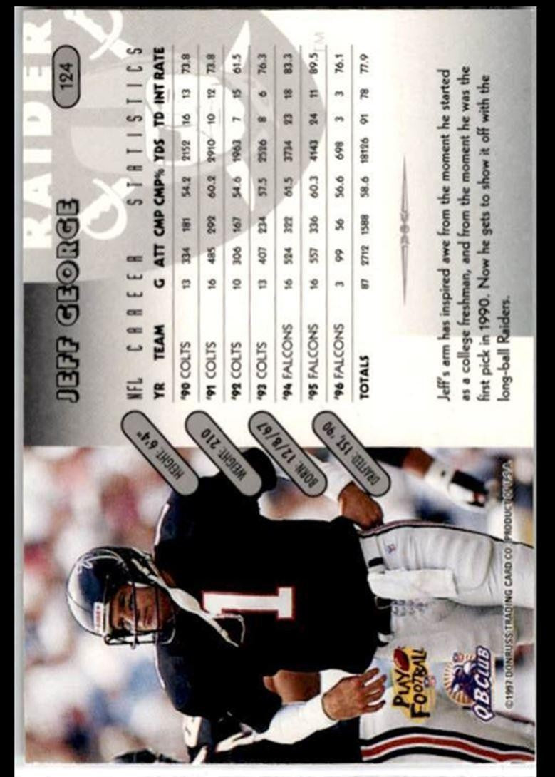 1997 Donruss Jeff George Oakland Raiders #124