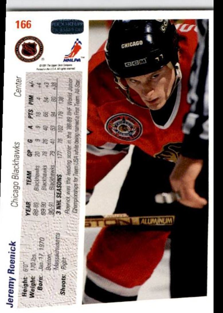 1991-92 Upper Deck French Jeremy Roenick Chicago Blackhawks #166