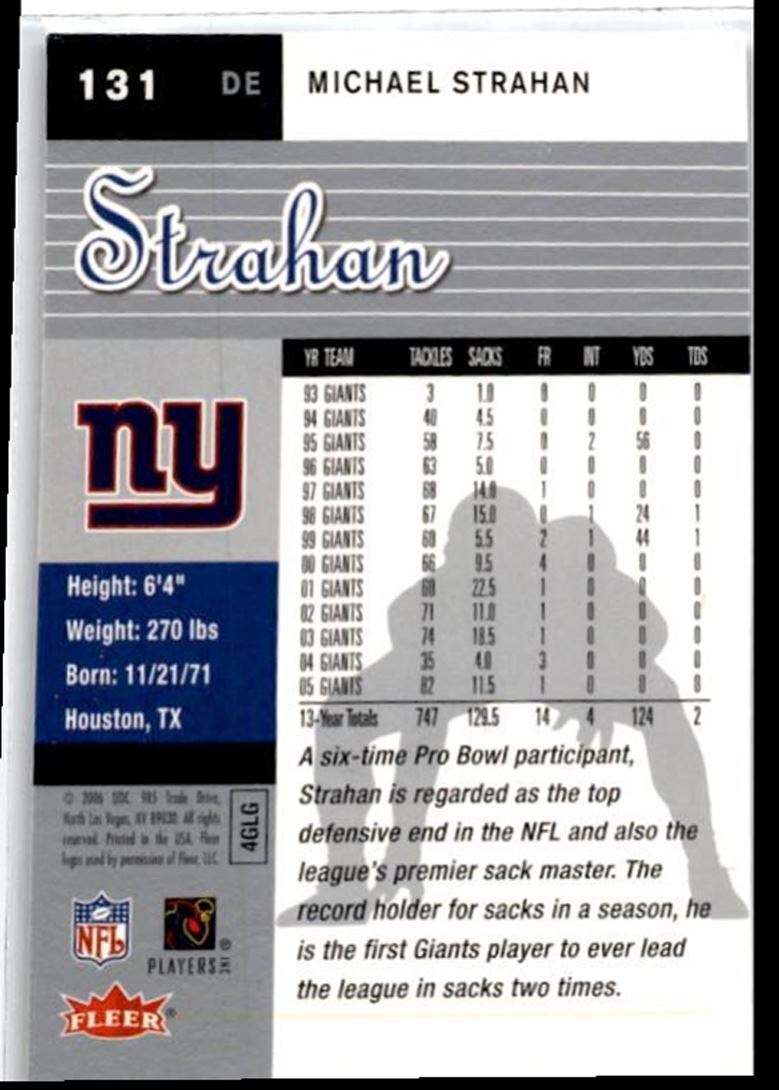 2006 Ultra Gold Medallion Michael Strahan New York Giants #131