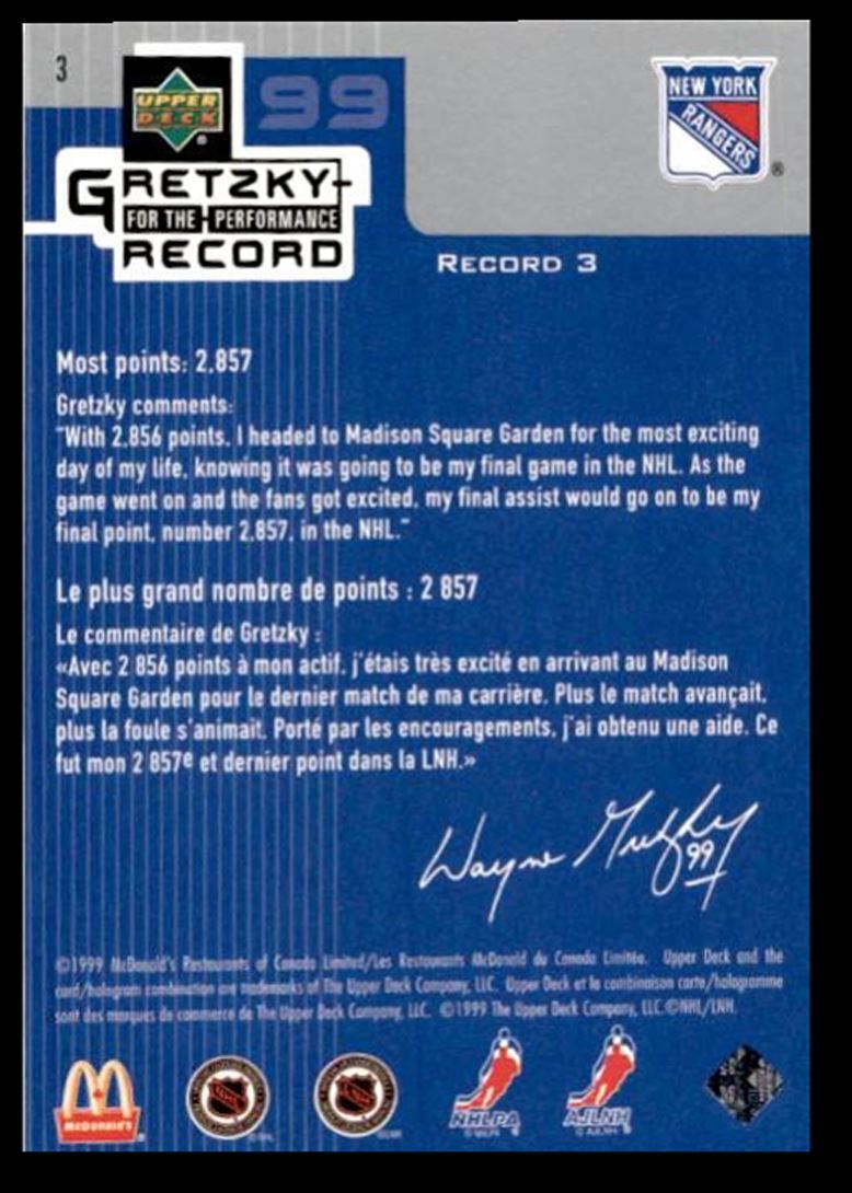 1999-00 McDonald's Upper Deck Peter Forsberg New York Rangers #3