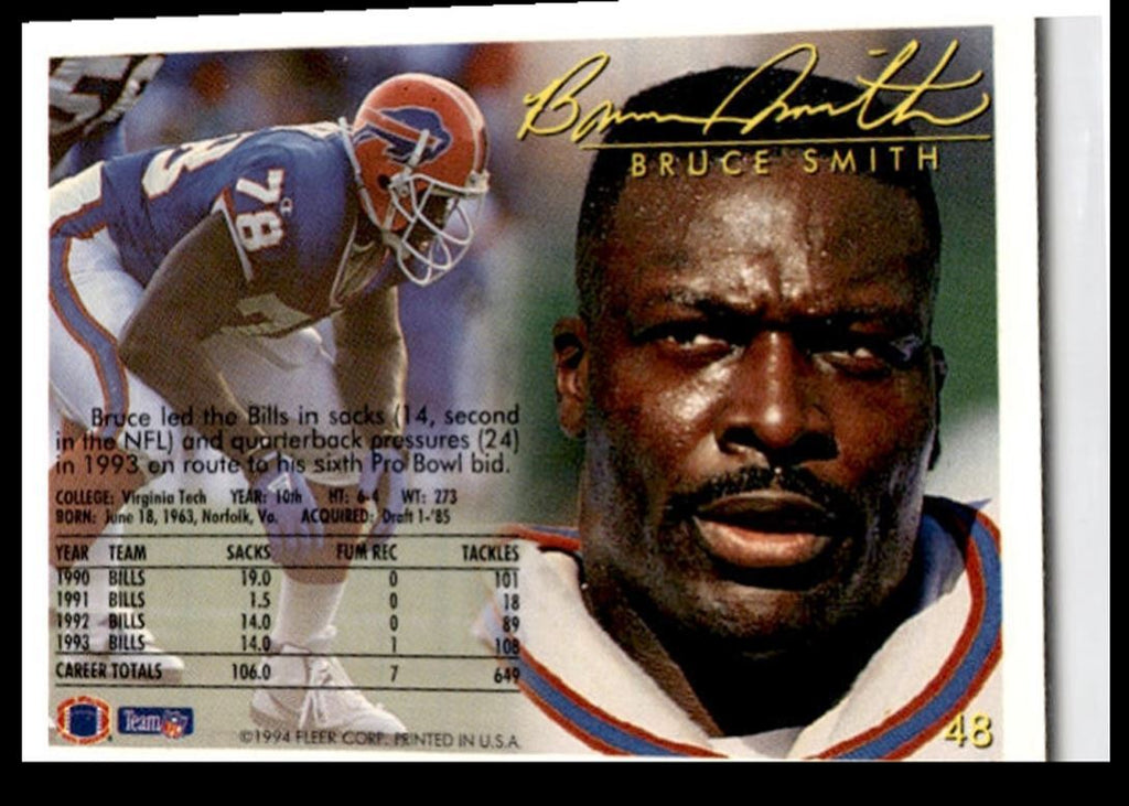 1994 Fleer Bruce Smith Buffalo Bills #48