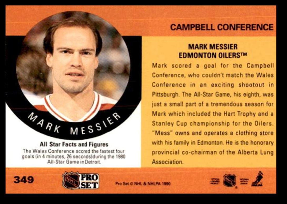 1990-91 Pro Set Mark Messier HOF Edmonton Oilers #349