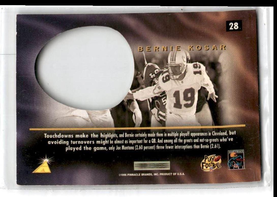 1996 Pinnacle Mint Bernie Kosar Miami Dolphins #28