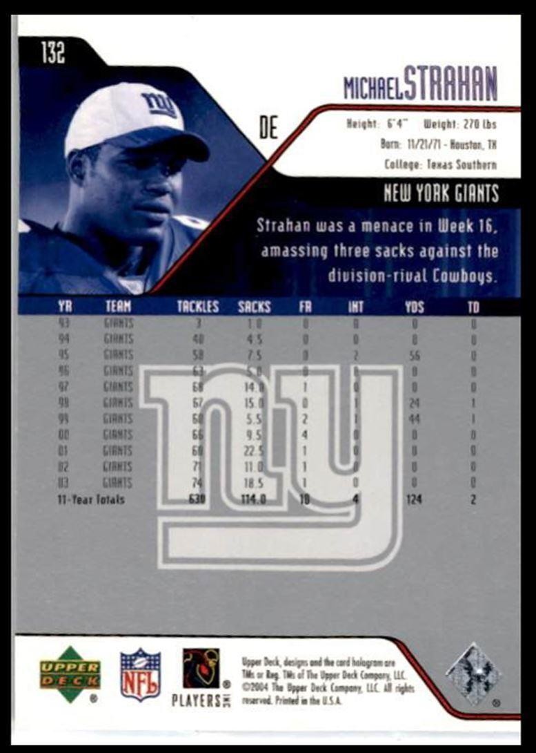 2004 Upper Deck Michael Strahan New York Giants #132