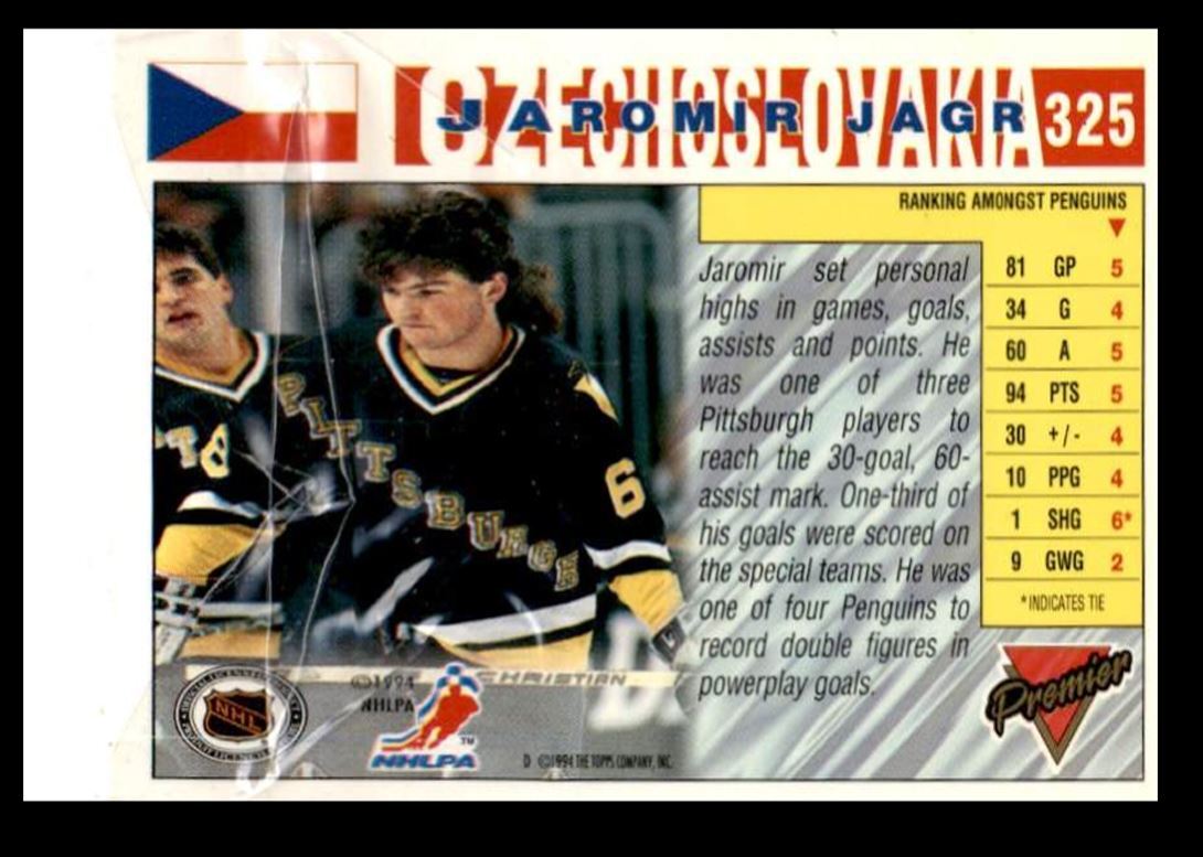 1994-95 O-Pee-Chee Premier Jaromir Jagr Pittsburgh Penguins #325