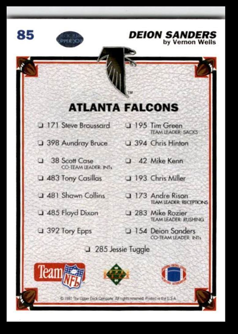 1991 Upper Deck Deon Sanders Atlanta Falcons #85