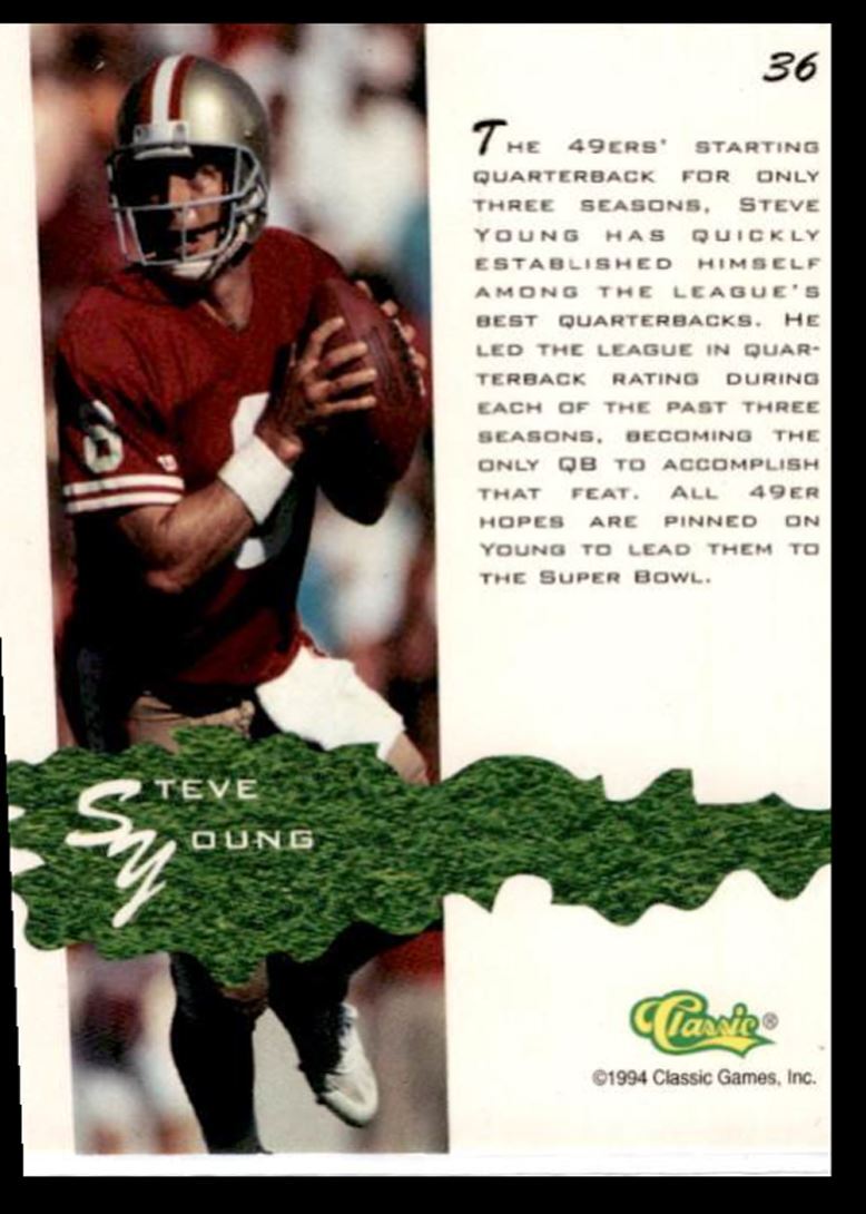 1994 Classics Steve Young ~ San Francisco 49ers #36