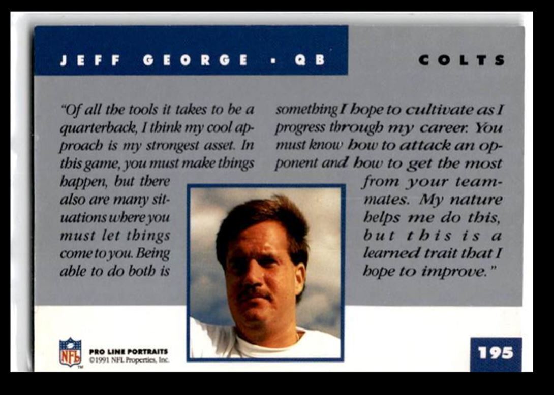 1991 Pro Line Portraits Jeff George Indianapolis Colts #195