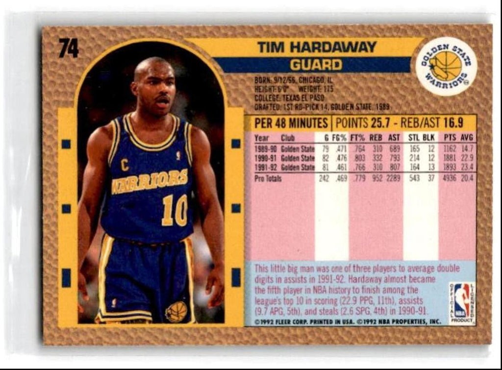 1992-93 Fleer Tim Hardaway Golden State Warriors #74