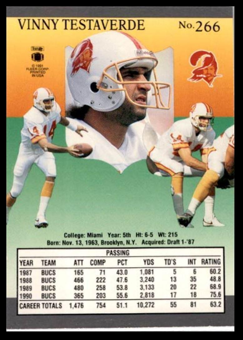 1991 Ultra Vinny Testaverde Tampa Bay Buccaneers #266