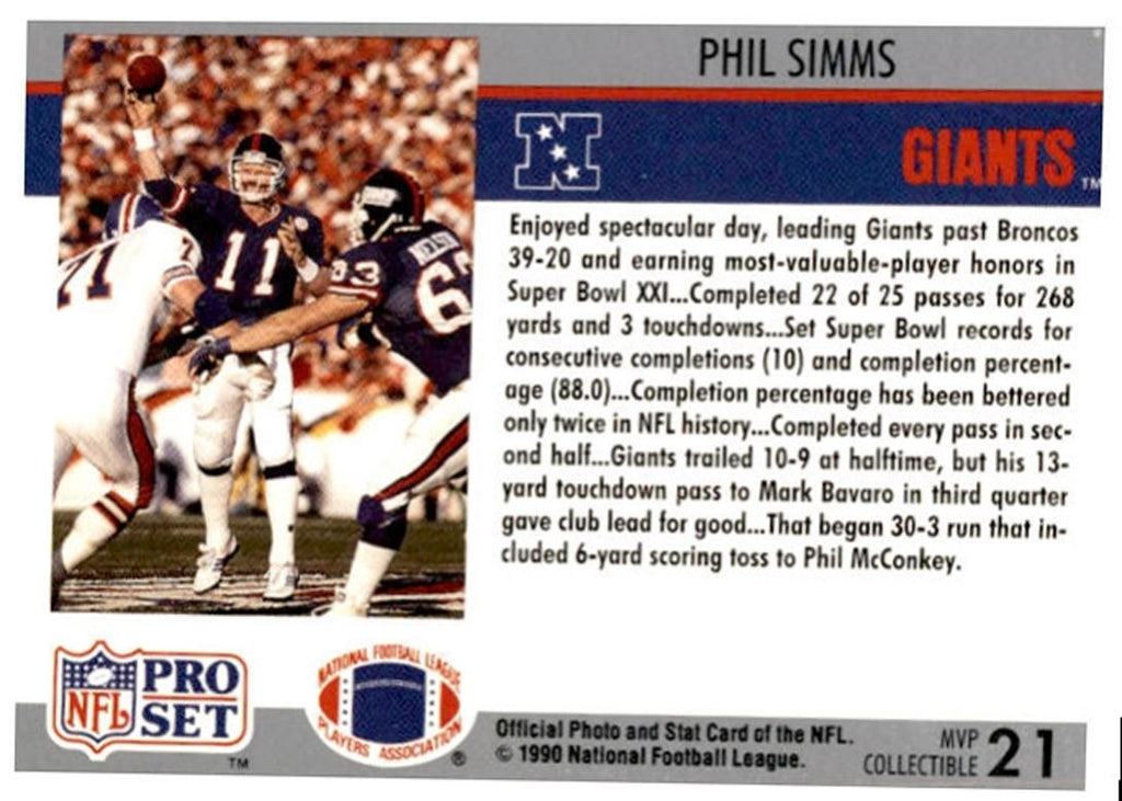1990 Pro Set Super Bowl Collectibles Super Bowl ,, New York Giants/Denver
