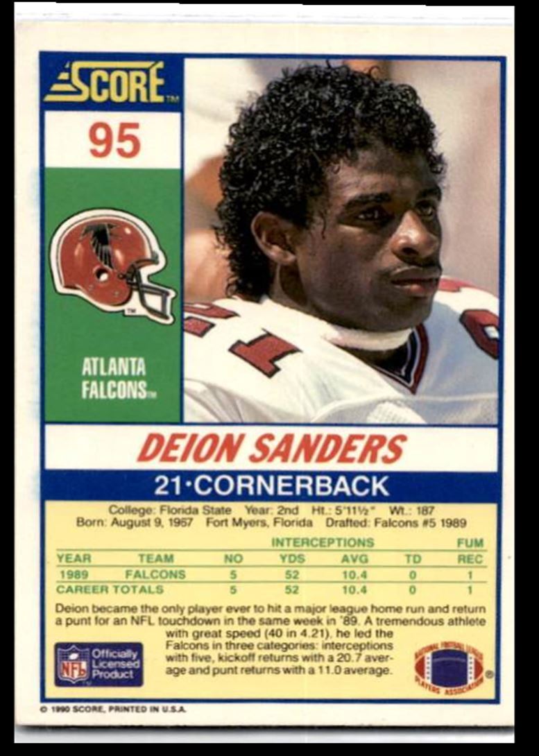 1990 Score Deion Sanders Atlanta Falcons #95