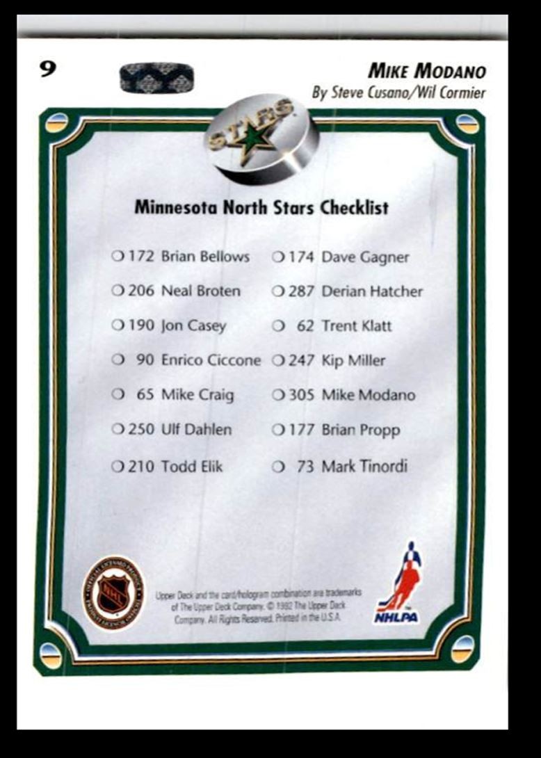 1992-93 Upper Deck Mike Modano Minnesota North Stars #9
