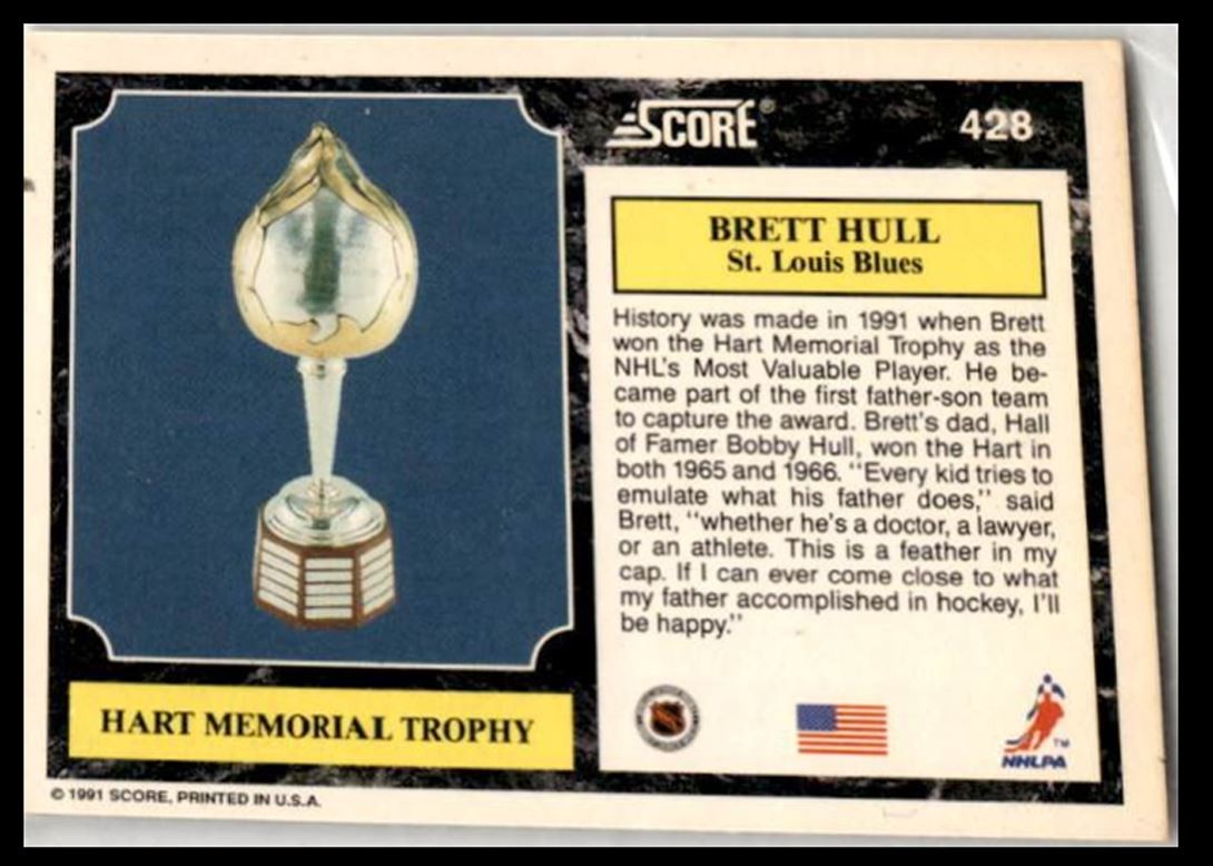 1991-92 Score American Brett Hull (Hart Memorial Trophy) St. Louis Blues #428