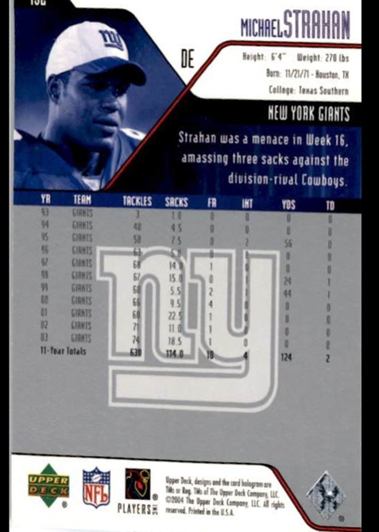 2004 Upper Deck Michael Strahan . New York Giants #132