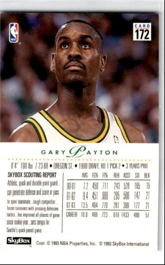 1993-94 SkyBox Gary Payton . Seattle SuperSonics #172