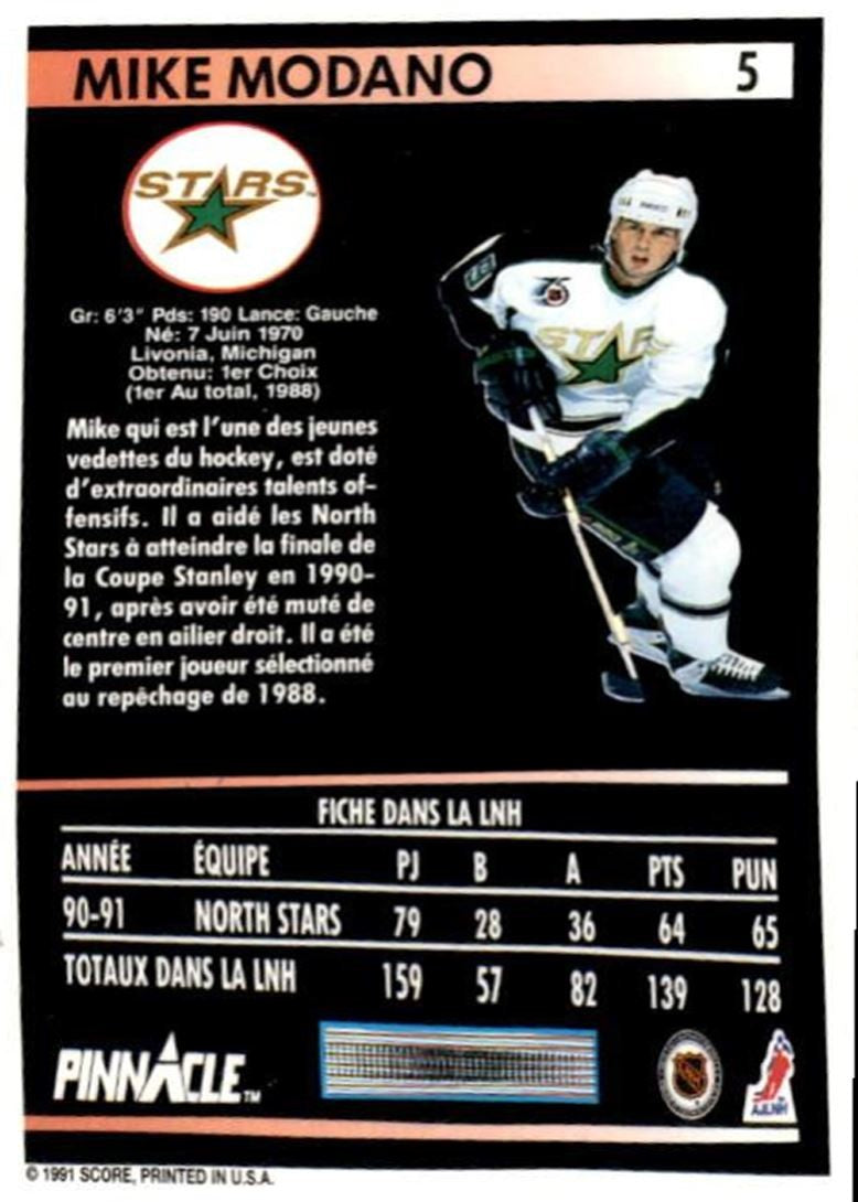 1991-92 Pinnacle Mike Modano Minnesota North Stars #5