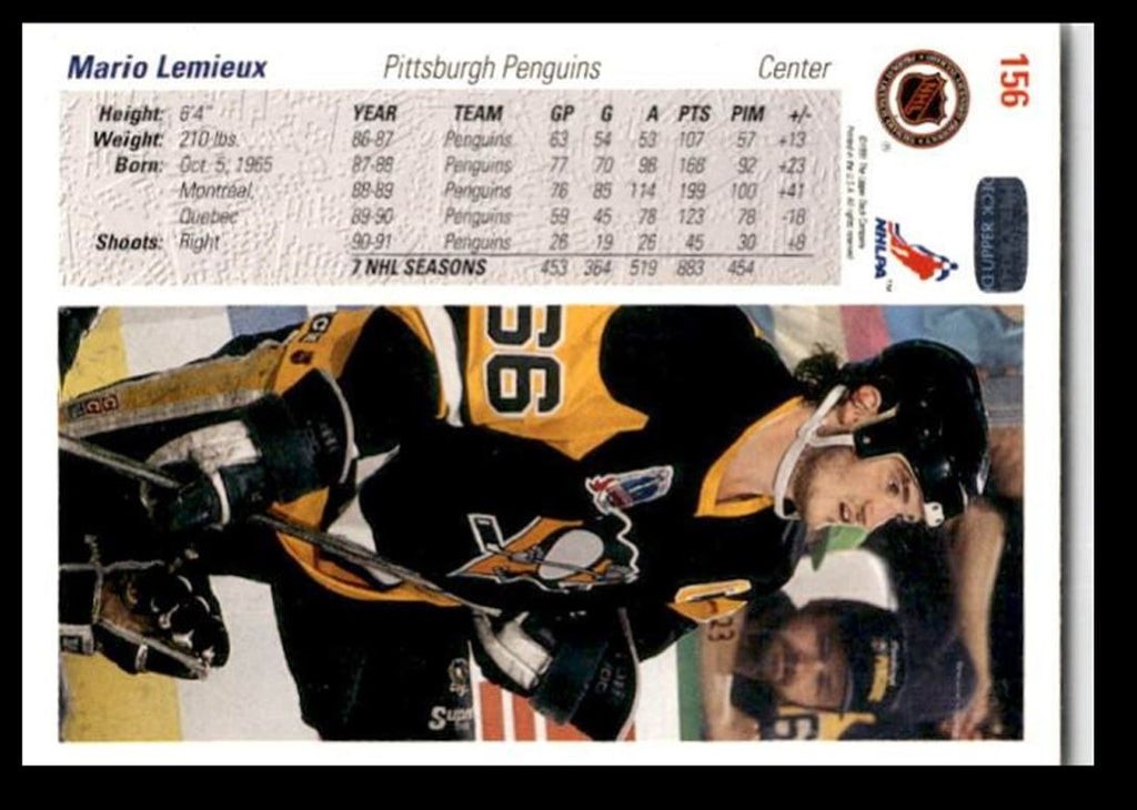 1991-92 Upper Deck Mario Lemieux a Pittsburgh Penguins #156