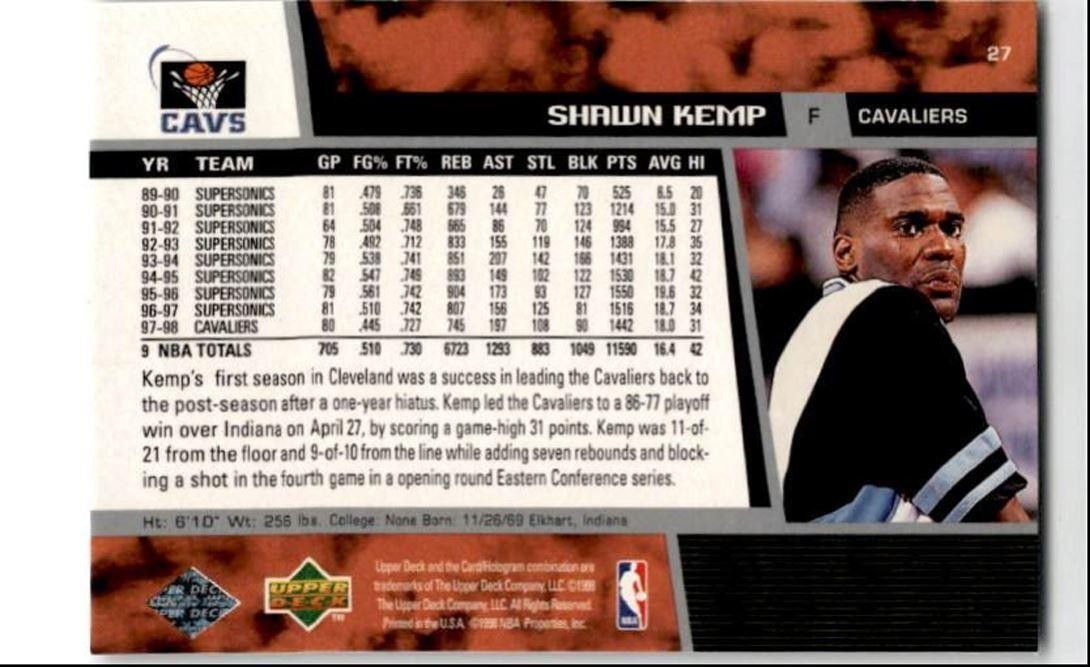 1998-99 Upper Deck Shawn Kemp Cleveland Cavaliers #27