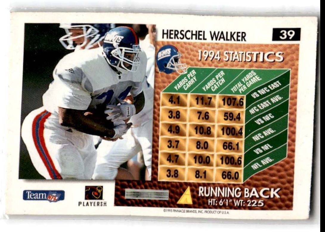 1995 Score Herschel Walker New York Giants #39
