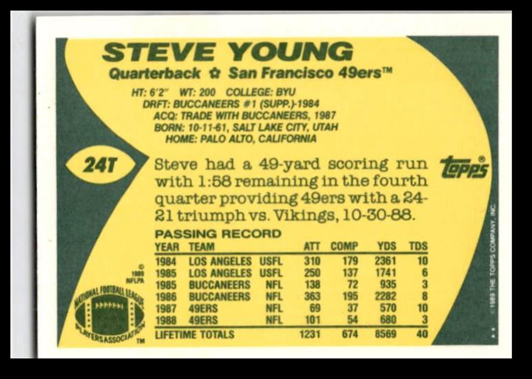1989 Topps Traded Steve Young San Francisco 49ers #24T