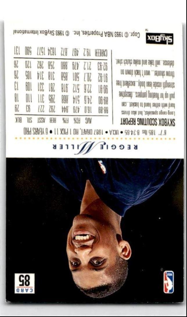 1993-94 SkyBox Reggie Miller Indiana Pacers #85