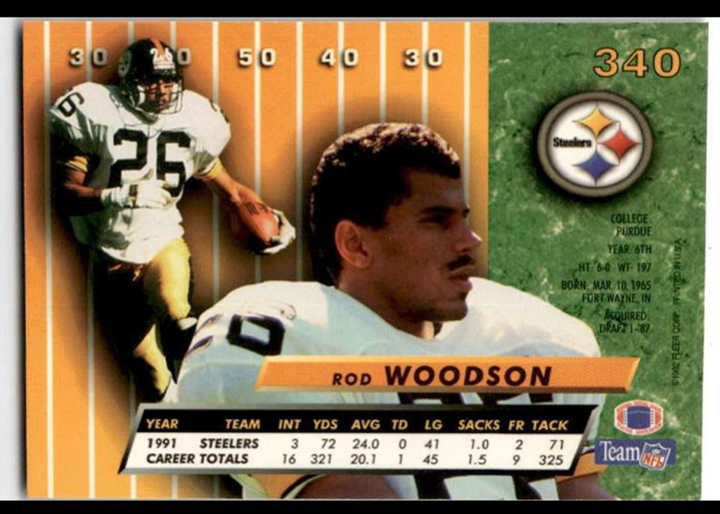 1992 Ultra Rod Woodson Pittsburgh Steelers #340