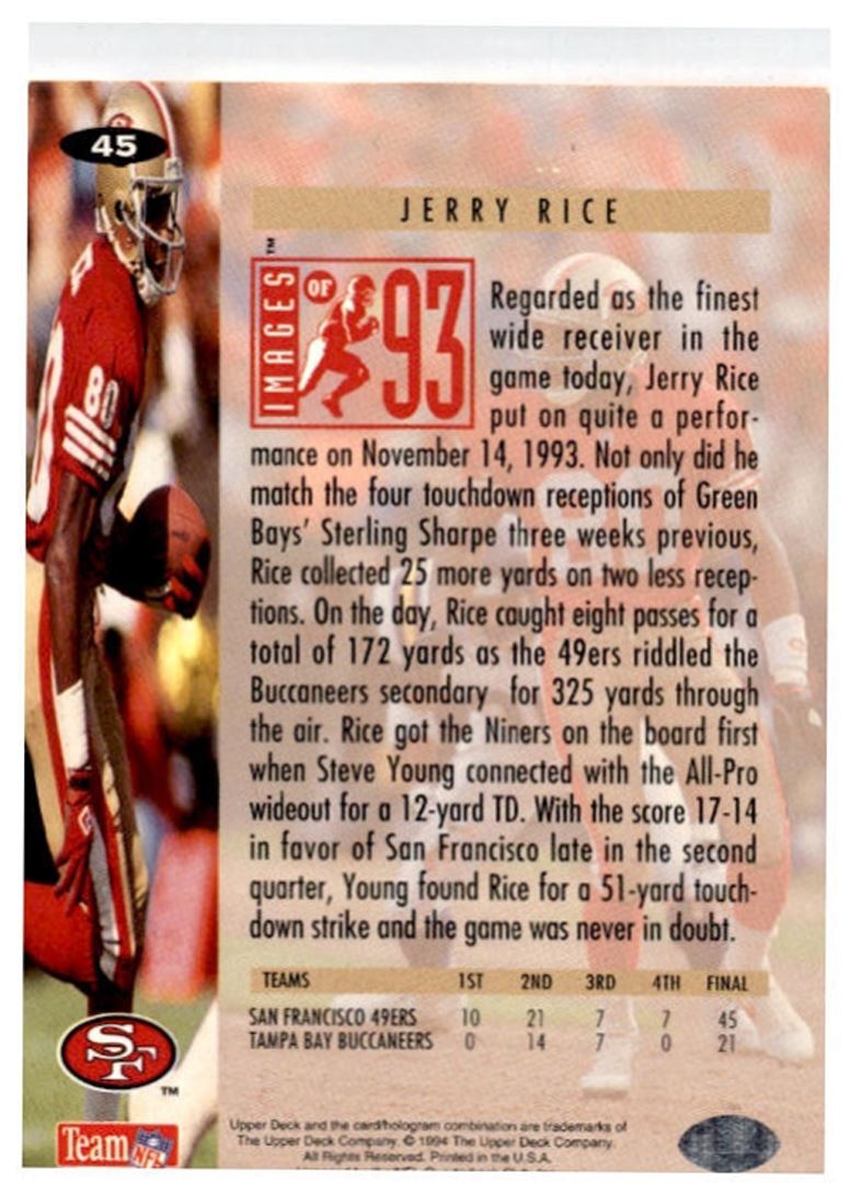 1994 Collector's Choice Jerry Rice San Francisco 49ers #45