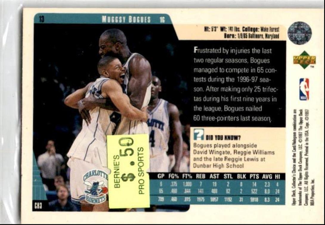 1997-98 Collector's Choice Muggsy Bogues Charlotte Hornets #13