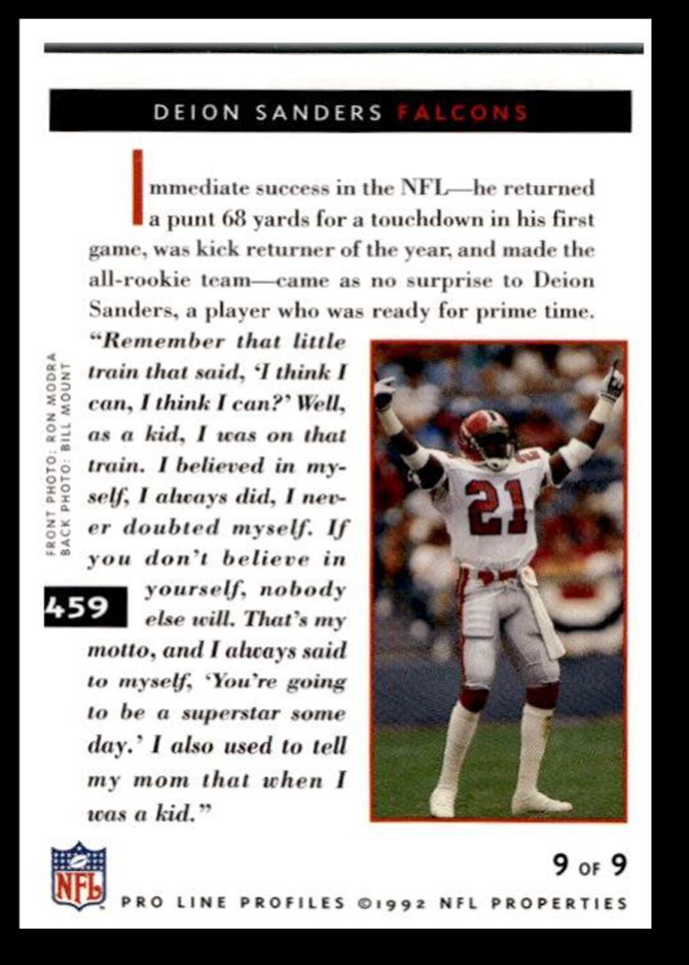 1992 Pro Line Profiles Deion Sanders Atlanta Falcons #459