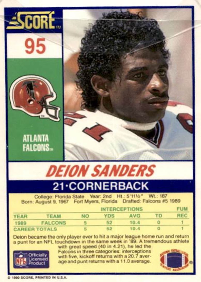 1990 Score Deion Sanders , Atlanta Falcons #95