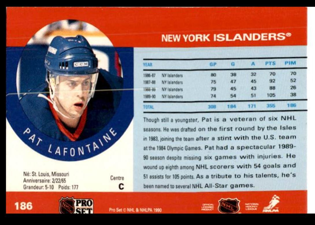 1990-91 Pro Set Pat LaFontaine C New York Islanders #186