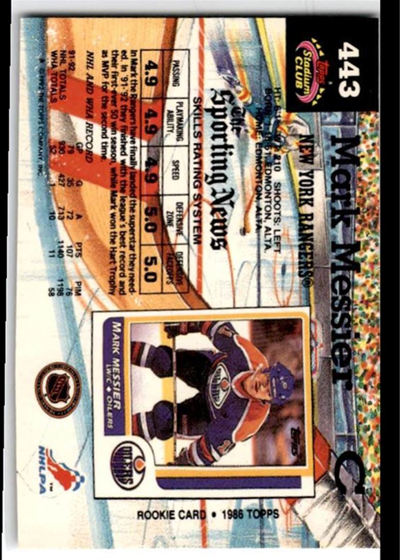 1992-93 Stadium Club Mark Messier New York Rangers #443