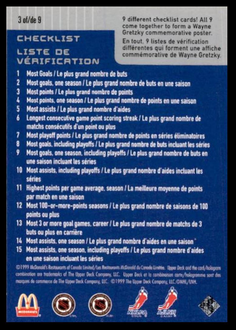 1999-00 McDonald's Upper Deck Wayne Gretzky New York Rangers #3