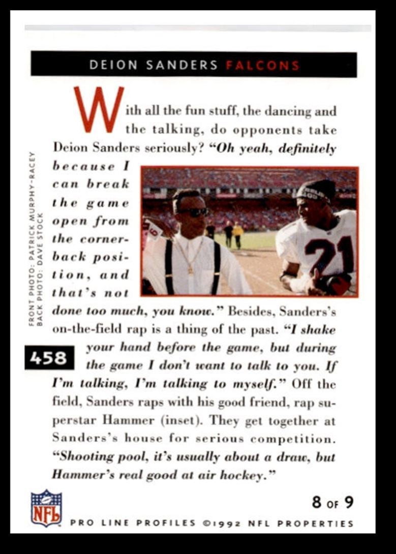 1992 Pro Line Profiles Deion Sanders , Atlanta Falcons #458