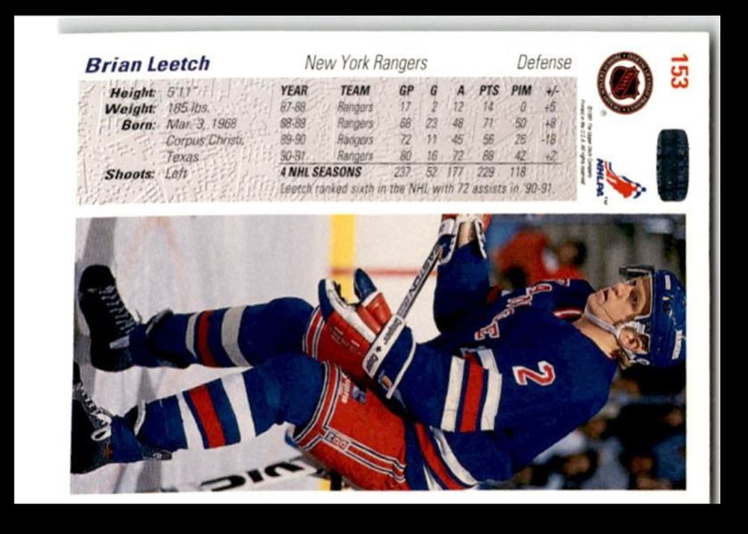 1991-92 Upper Deck Brian Leetch New York Rangers #153