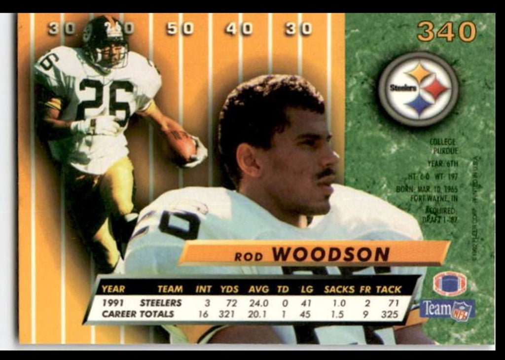 1991 Stadium Club Rod Woodson . Pittsburgh Steelers #340