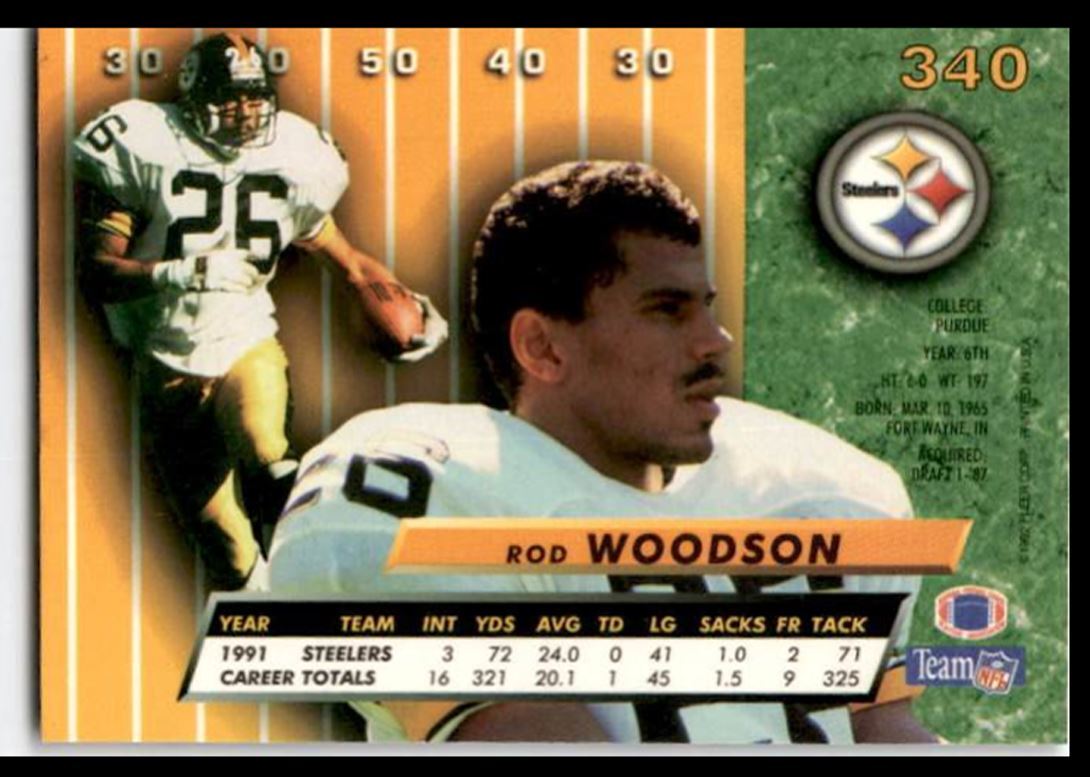 1991 Stadium Club Rod Woodson . Pittsburgh Steelers #340