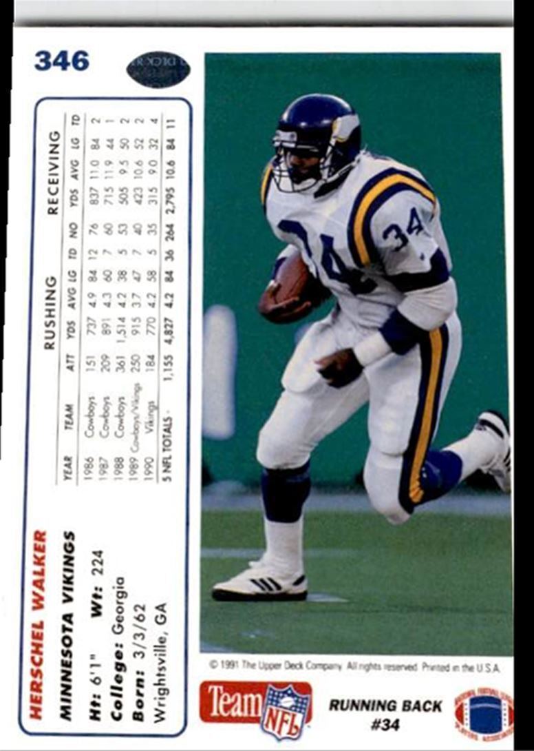 1991 Upper Deck Herschel Walker .. Minnesota Vikings #346