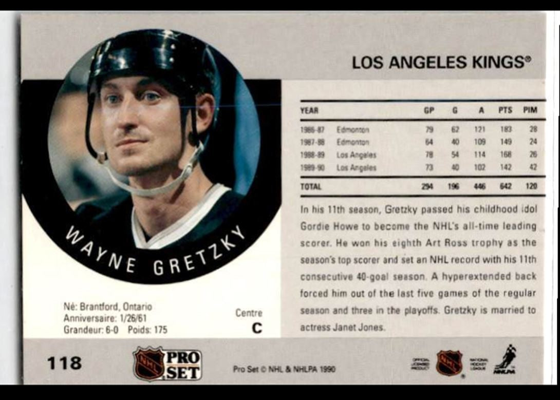 1990-91 Pro Set Wayne Gretzky Los Angeles Kings #118