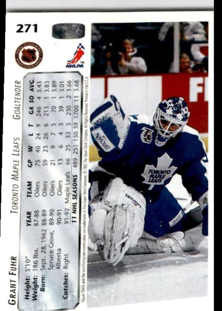 1992-93 Upper Deck Grant Fuhr Toronto Maple Leafs #271