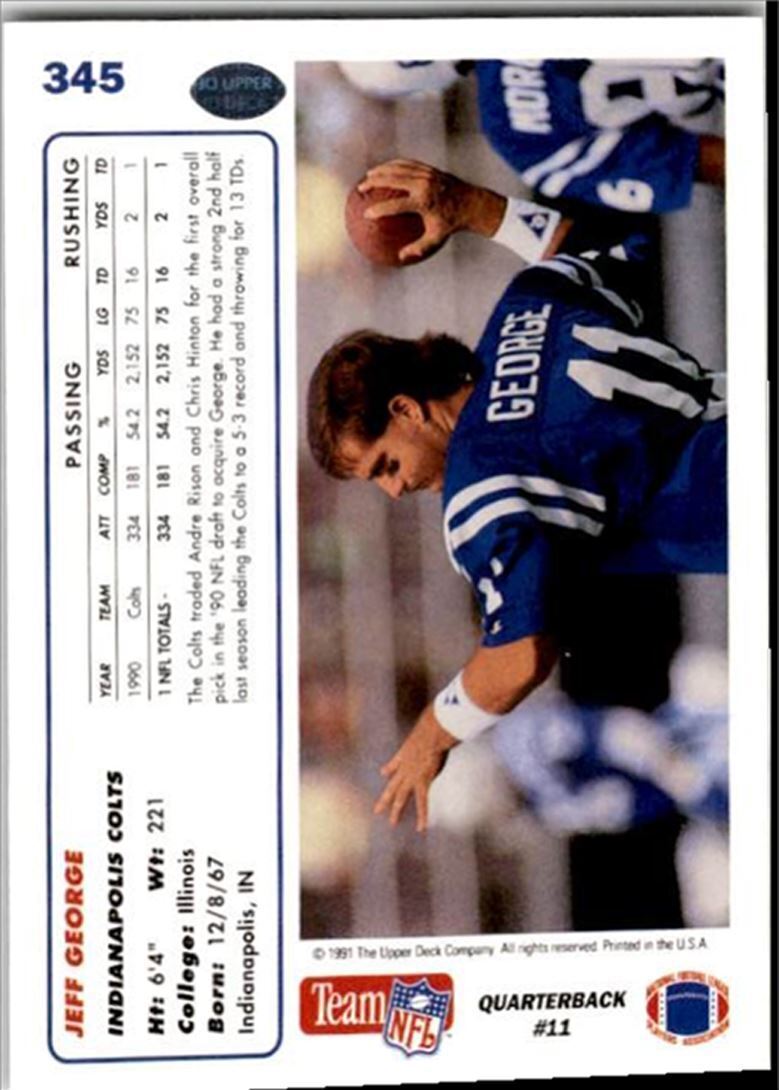 1991 Upper Deck Jeff George .. Indianapolis Colts #345