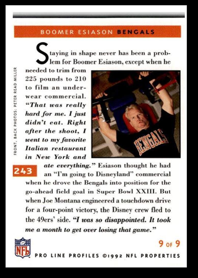 1992 Pro Line Profiles Boomer Esiason Cincinnati Bengals #243