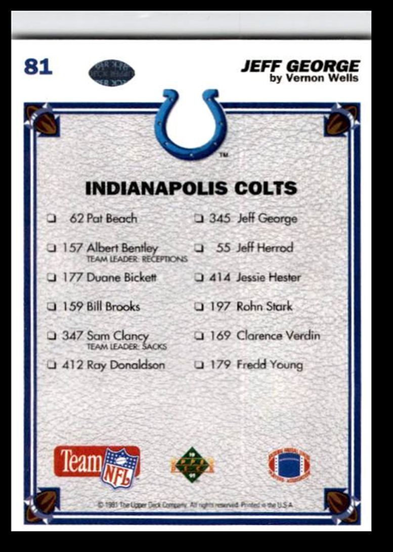1991 Upper Deck Collector's Choice Jeff George Indianapolis Colts #81